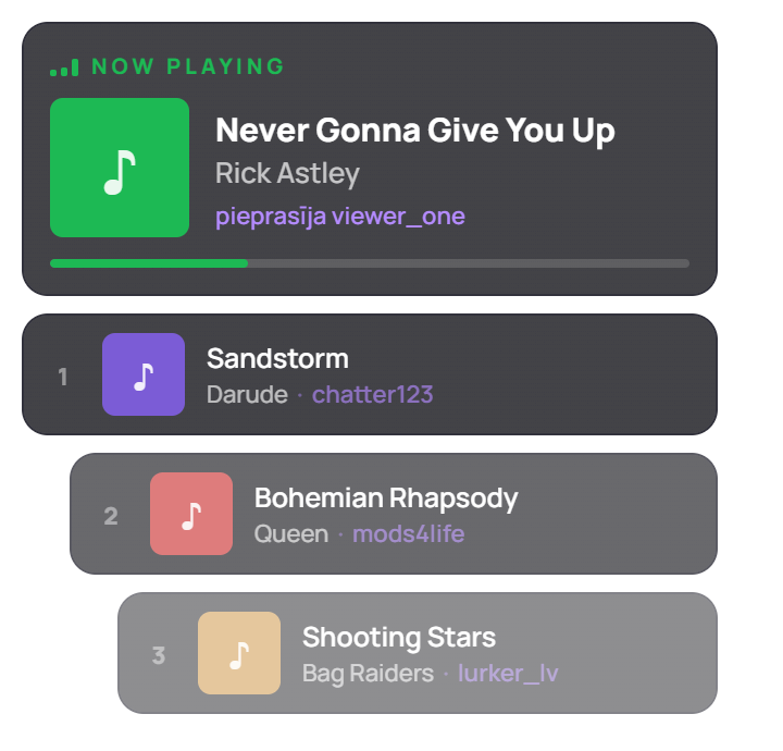 Song request queue widget - default theme