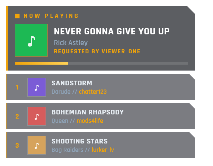 Song request queue widget - CS2 theme variant